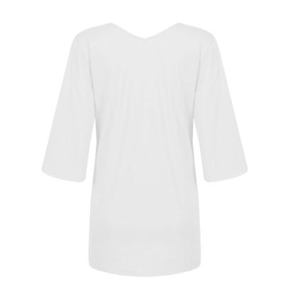 Imagem de Blusa feminina casual com decote em V sólida manga três quartos