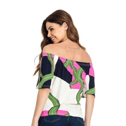 Imagem de Blusa Feminina Ciganinha e com Alças Riscas Rovitex