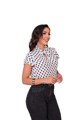 Imagem de Blusa feminina de bolinha manga curta elegante sku:B108