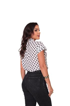 Imagem de Blusa feminina de bolinha manga curta elegante sku:B108