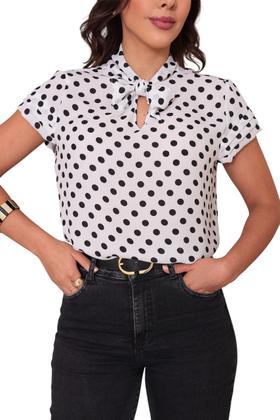 Imagem de Blusa feminina de bolinha manga curta elegante sku:B108