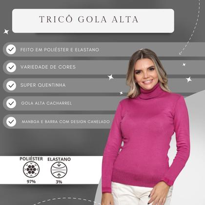 Imagem de Blusa Feminina De Tricô Com Elastano Gola Alta Inverno