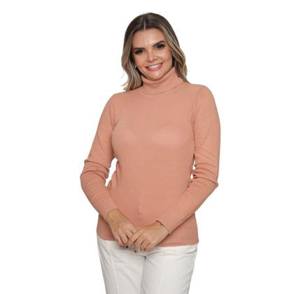 Imagem de Blusa Feminina De Tricô Com Elastano Gola Alta Inverno