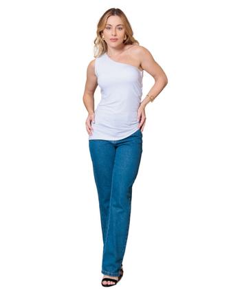 Imagem de Blusa Feminina de Um Ombro Só Assimétrica com Fenda e Lateral Franzida