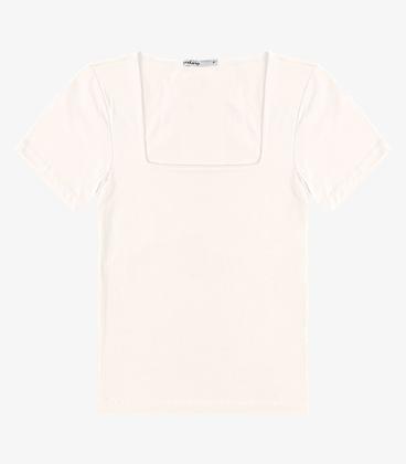 Imagem de Blusa Feminina Decote Quadrado Manga Curta Endless Bege