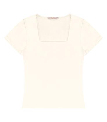 Imagem de Blusa Feminina Decote Quadrado Manga Curta Endless Bege