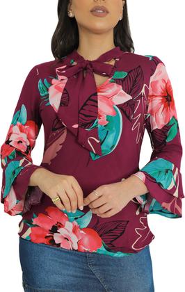 Imagem de Blusa feminina estampada manga 3/4 moda evangélica sku:bml16