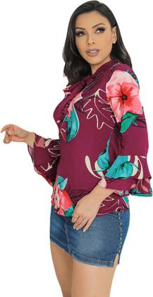 Imagem de Blusa feminina estampada manga 3/4 moda evangélica sku:bml16