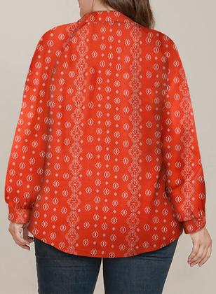 Imagem de Blusa feminina Eytino Plus Size Boho com estampa floral com decote em V 2X vermelha