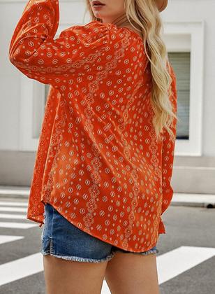 Imagem de Blusa feminina Eytino Plus Size Boho Floral Chiffon Vermelha 2X