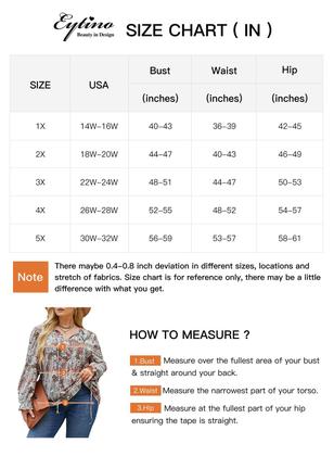 Imagem de Blusa feminina Eytino Plus Size Boho Floral Chiffon Vermelha 2X