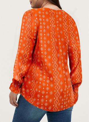 Imagem de Blusa feminina Eytino Plus Size Boho Floral Chiffon Vermelha 2X