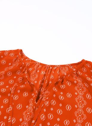 Imagem de Blusa feminina Eytino Plus Size Boho Floral Chiffon Vermelha 2X