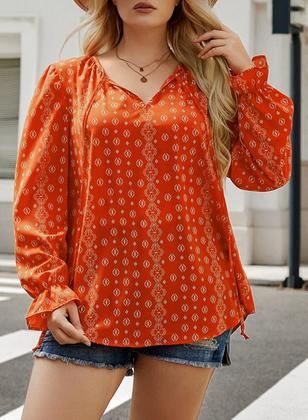 Imagem de Blusa feminina Eytino Plus Size Boho Floral Chiffon Vermelha 2X