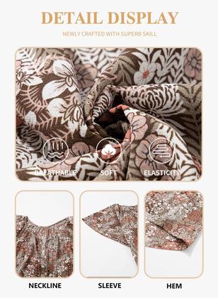 Imagem de Blusa feminina Eytino plus size chiffon boho floral 2X cáqui