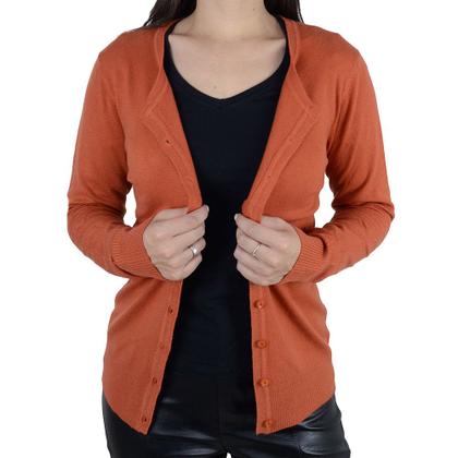 Imagem de Blusa Feminina Facinelli Cardigan Tricot Laranja - 651179