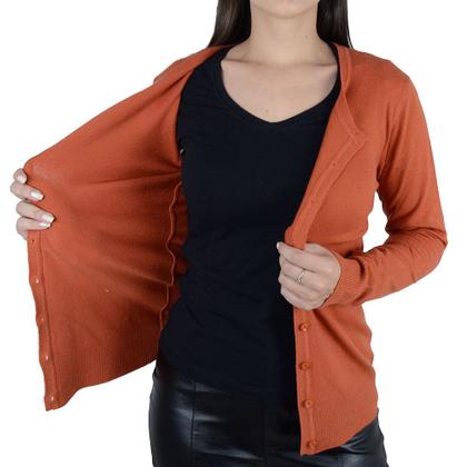 Imagem de Blusa Feminina Facinelli Cardigan Tricot Laranja - 651179