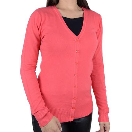 Imagem de Blusa Feminina Facinelli Cardigan Tricot Rosa Coral - 651180