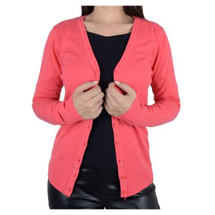 Imagem de Blusa Feminina Facinelli Cardigan Tricot Rosa Coral - 651180