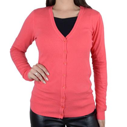 Imagem de Blusa Feminina Facinelli Cardigan Tricot Rosa Coral - 651180