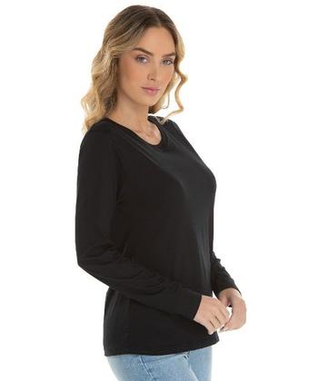 Imagem de Blusa Feminina Gola Baixa Manga Longa de Algodão