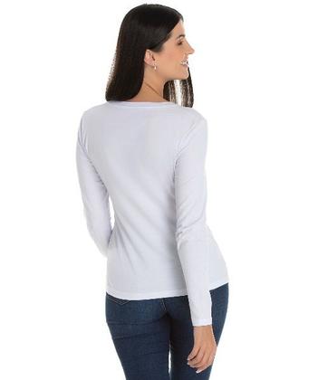 Imagem de Blusa Feminina Gola Baixa Manga Longa de Algodão