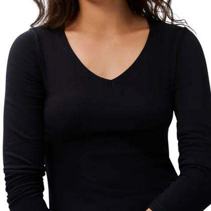 Imagem de Blusa Feminina Hering ML Slim Malha Preta - 4D8AN10