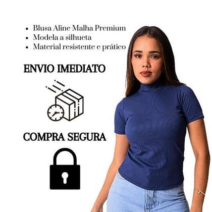 Imagem de Blusa Feminina Malha Gola Alta Ribana Natal Ano novo Moda Blogueira Tendência