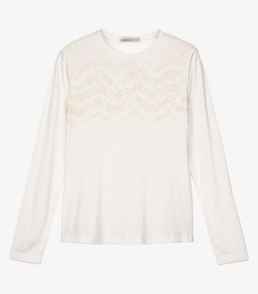 Imagem de Blusa Feminina Manga Longa Com Estampa Endless Bege