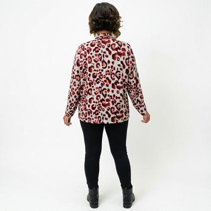 Imagem de Blusa Feminina Manga Longa Estampada com Botões e Bolso -