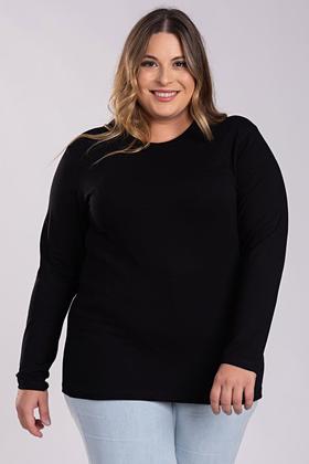 Imagem de Blusa Feminina Manga Longa Plus Size Visco Confort Básica - Serena