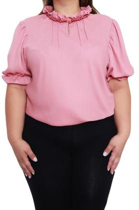 Imagem de Blusa feminina moda plus size evangélica em crepe sku:bp15