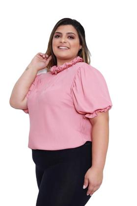 Imagem de Blusa feminina moda plus size evangélica em crepe sku:bp15