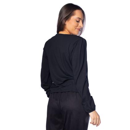 Imagem de Blusa Feminina Olho Fatal com Elástico nos Punhos Preto