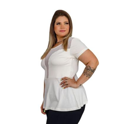 Imagem de Blusa Feminina Peplum Com Decote Em Tule Plus Size