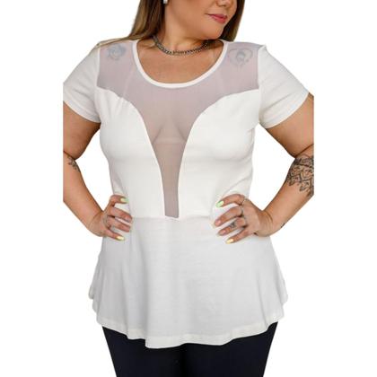 Imagem de Blusa Feminina Peplum Com Decote Em Tule Plus Size