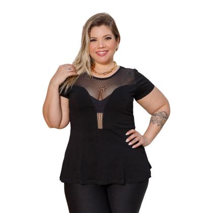 Imagem de Blusa Feminina Peplum Com Decote Em Tule Plus Size