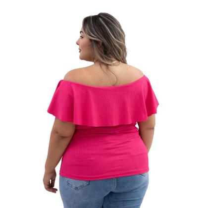 Imagem de Blusa Feminina Plus Size Babado Ciganinha Malha Festa Noite Balada
