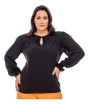 Imagem de Blusa Feminina Plus Size Camisa Social Exclusivas Manga Longa Elegante