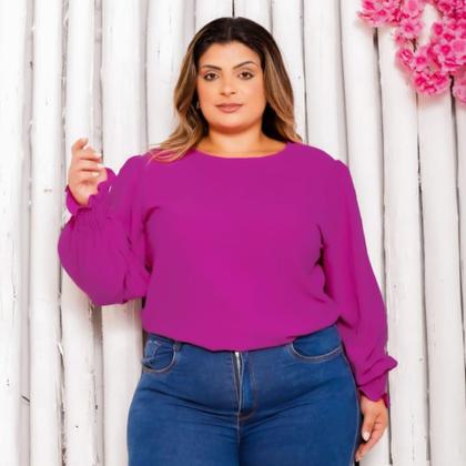 Imagem de Blusa Feminina Plus Size Camisa Social Manga Moda Elegante