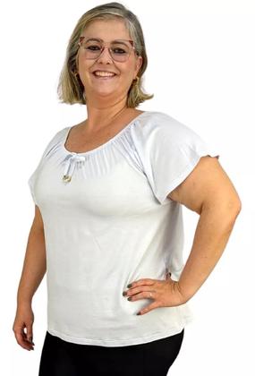 Imagem de Blusa Feminina Plus Size Ciganinha Manga Curta Lisa