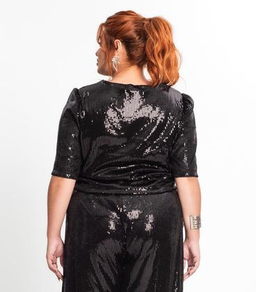 Imagem de Blusa Feminina Plus Size Em Paetê Secret Glam Preto