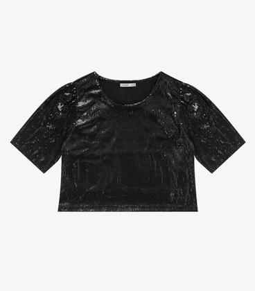 Imagem de Blusa Feminina Plus Size Em Paetê Secret Glam Preto