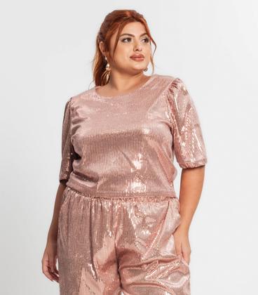 Imagem de Blusa Feminina Plus Size Em Paetê Secret Glam Unica