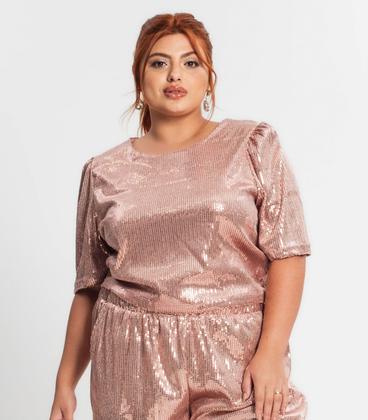 Imagem de Blusa Feminina Plus Size Em Paetê Secret Glam Unica