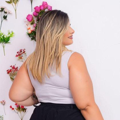 Imagem de Blusa Feminina Plus Size Gola Alta Canelada 0492