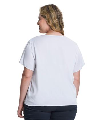 Imagem de Blusa Feminina Plus Size Gola em V Secret Glam Bege