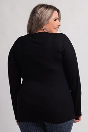 Imagem de Blusa Feminina Plus Size Manga Longa Ribana Canelada 2x1 - KiBeleza