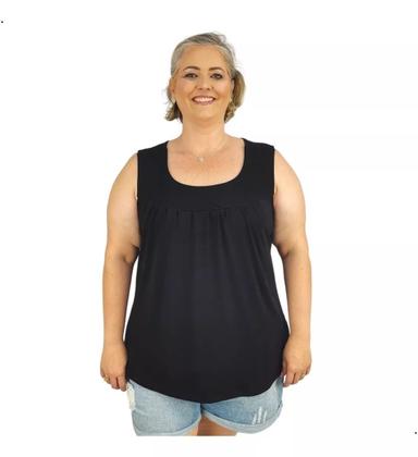 Imagem de Blusa Feminina Plus Size Regata Senhora Bata Lisa