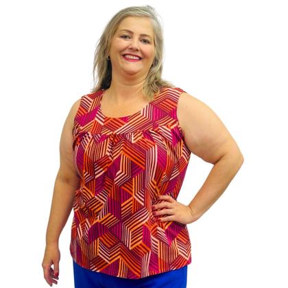 Imagem de Blusa Feminina Plus Size Senhora Bata Regata Estampada